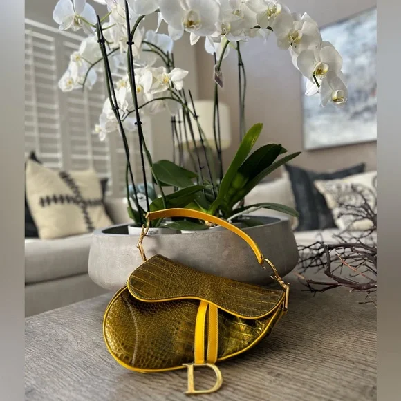 Dior crocodile saddle bag shop